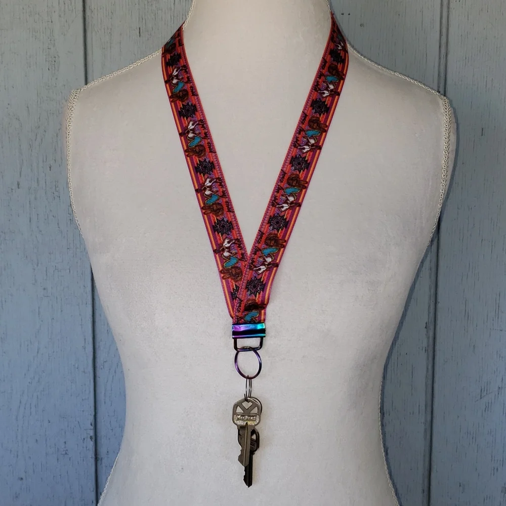 Rodeo Key Lanyard Keys Peace Love Cowgirl Vaquera Cowboy Horse Leopard Bronc - Picture 3 of 11